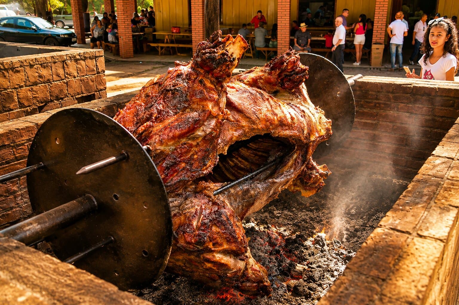 Preparo de carnes no fogo de chão